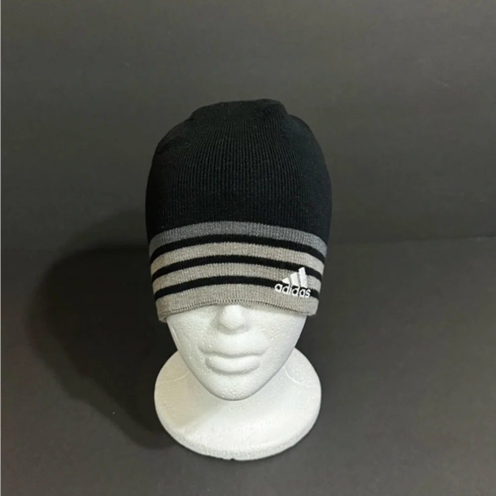 Adidas Beanie Hat I Scully I Black-Gray Stripes I Size S ~ L